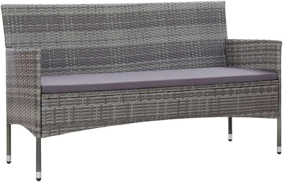 3-Seater Patio Sofa with Cushions,All-Weather,Patio Seating,Outdoor Couch,Outdoor Furniture,for Patio, Pool, Garden, Patio, Backyard, Gray Poly Rattan