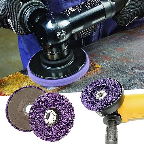 115mm CSD Scheibe Schleif Scheibe, 5 Stücke Grobreinigungsscheibe Reinigungsscheibe Set, Grobreinigungsscheibe Nylongewebescheibe Lackentfernung Rost für Winkelschleifer(lila)