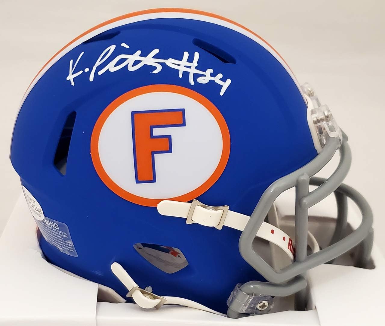 Kyle Pitts Autographed Florida Flat Matte Blue Speed Mini Helmet Beckett BAS
