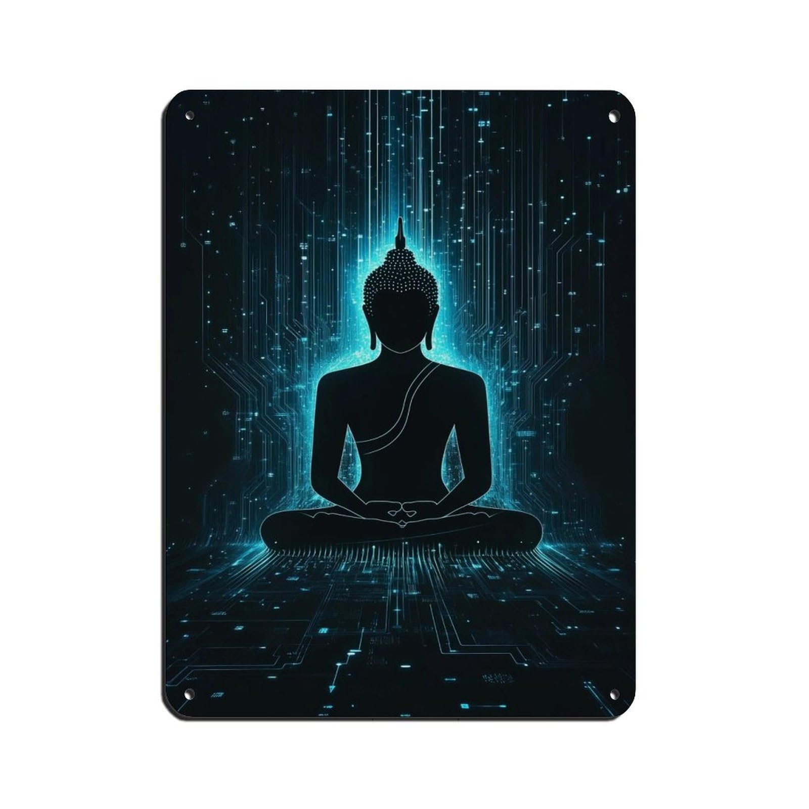 Digital Meditation Poster for Tech Zen Decor Tin Sign Vintage Metal Pub Club Cafe Bar Home Wall Art Decoration Poster Retro 12x16inch(30x40cm)