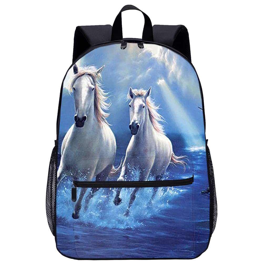 Mochila escolar de caballo 3D para adolescentes cómoda mochila de moda para ocio 8