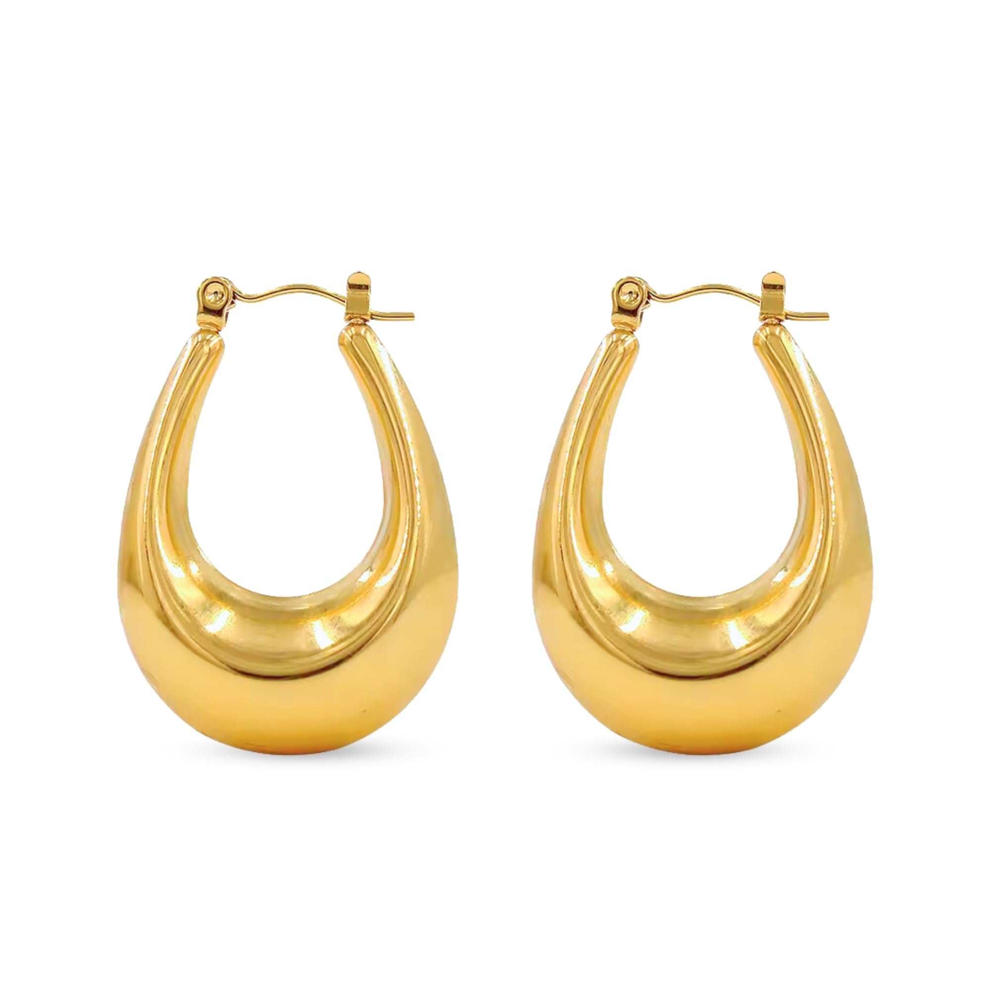 Salve Chunky Dome Dainty Jewellery Gold Hoops Earrings for Women Stylish | Ear Tops for Girls, Big Hoop Earrings for Women | Accessories for Women Aesthetic Earrings Korean (B0D6NFSTVB) Amazon Price History, Amazon Price Tracker
