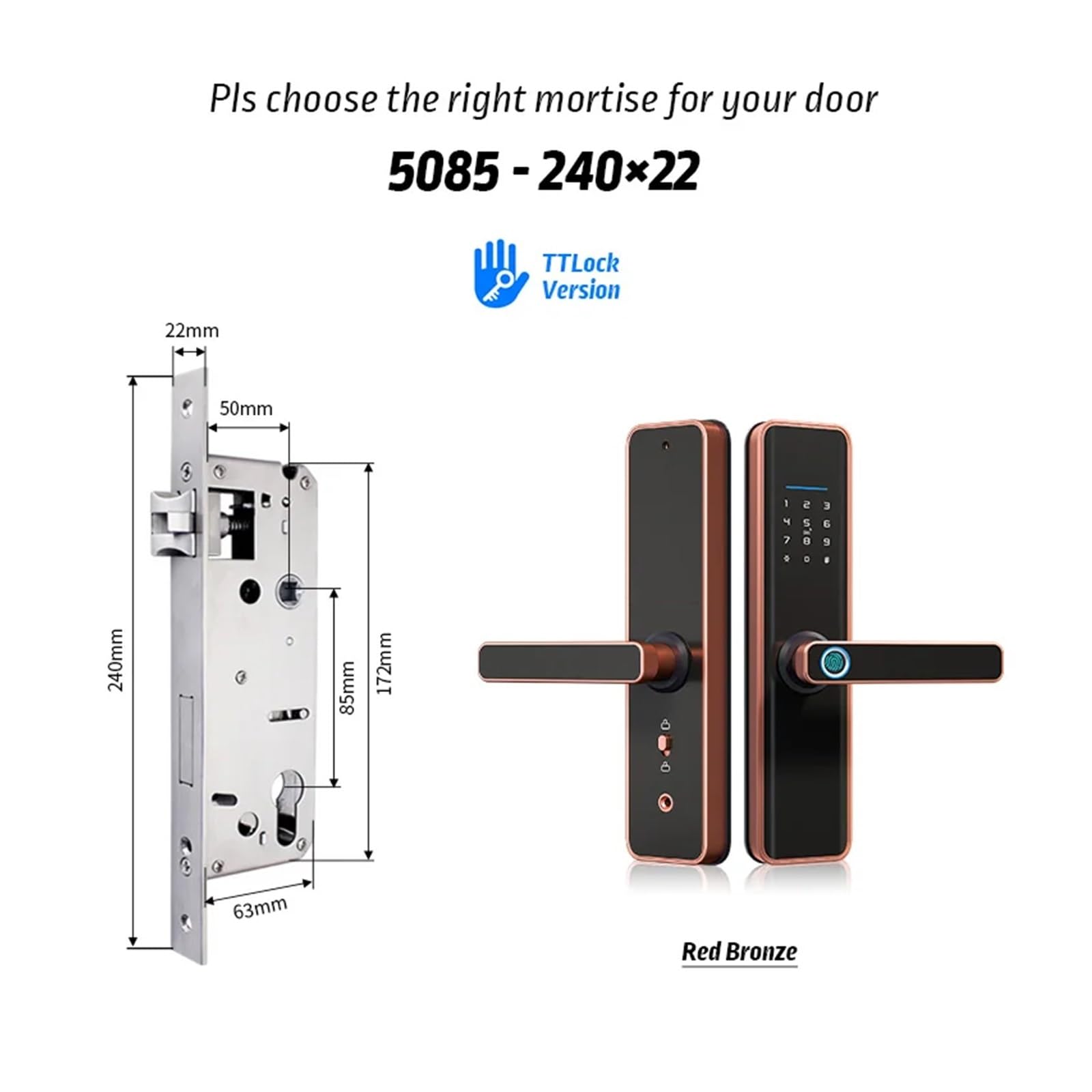 Serratura Smart, Impermeabile Impronta Digitale Ttlock Serratura Elettronica Intellinte Casa Intellinte Sicura,Smart Lock Facile da Installare(X7ttR-5085)