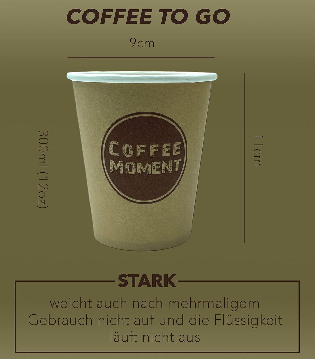 1000 tazze da caffè monouso, in carta dura, 300 ml, 12 oz 0,3 l, robuste, in carta, per caffè da go, tazze monouso