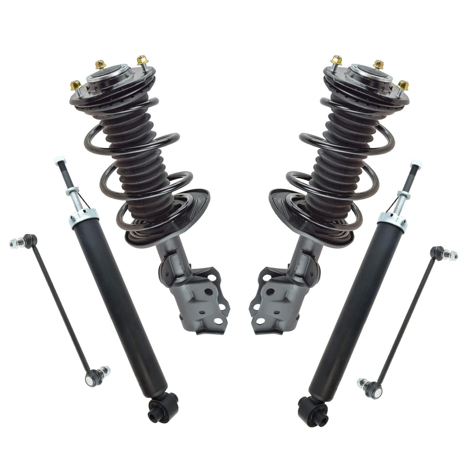TRQ Front and Rear Suspension Kit Complete Strut & Coil Spring Assembly Shock Absorber Sway Bar Stabilizer Link Compatible with 2010-2015 Toyota Prius 2013-2015 Prius Plug-In
