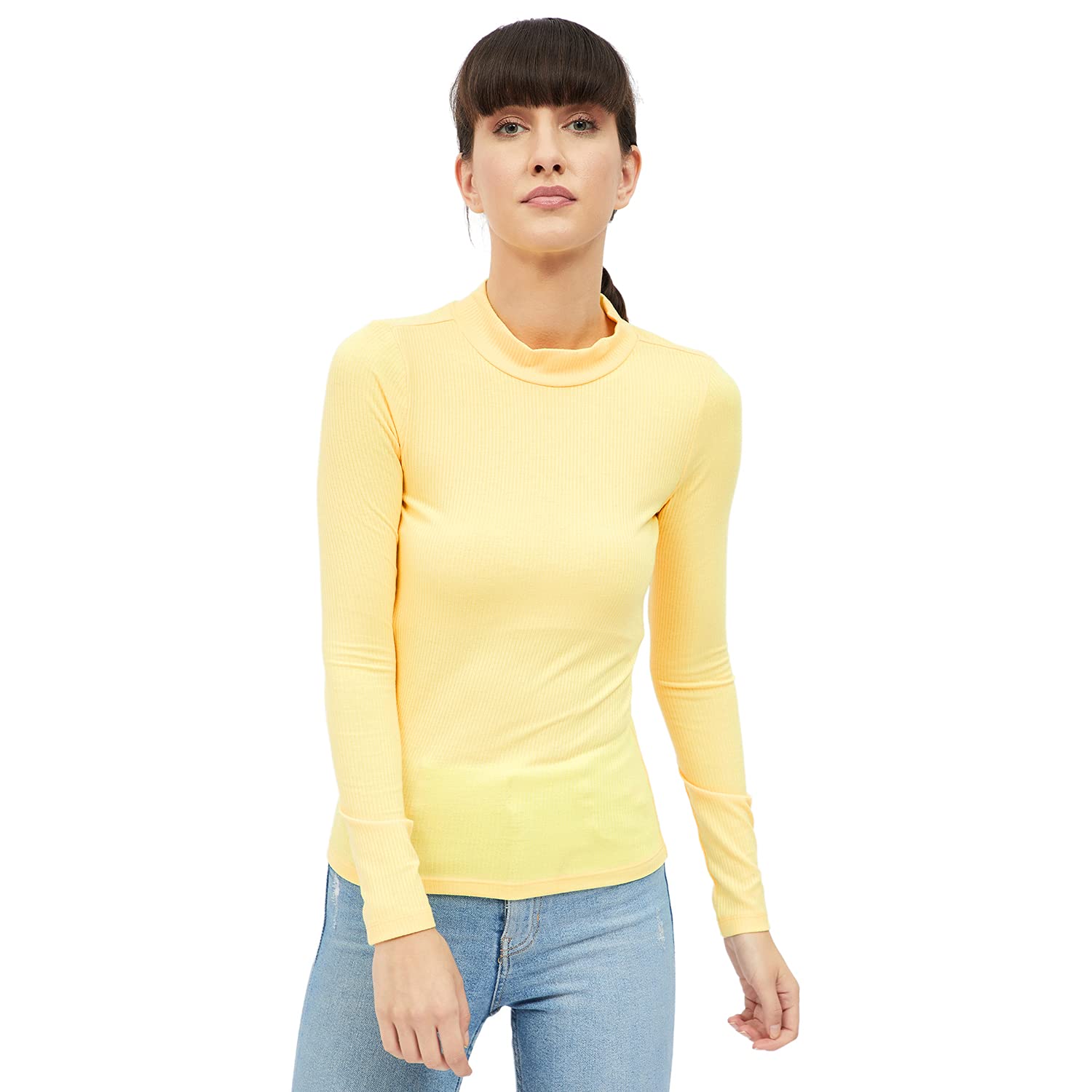 harpa Women's Solid Regular Blouse (GR7045_Yellow L)-picture-13