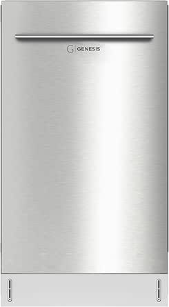 Genesis 18 Inch Dishwasher with 8 Place settings, 6 Washing Programs, Stainless Steel Tub, UL/Energy Star- Stainless Steel