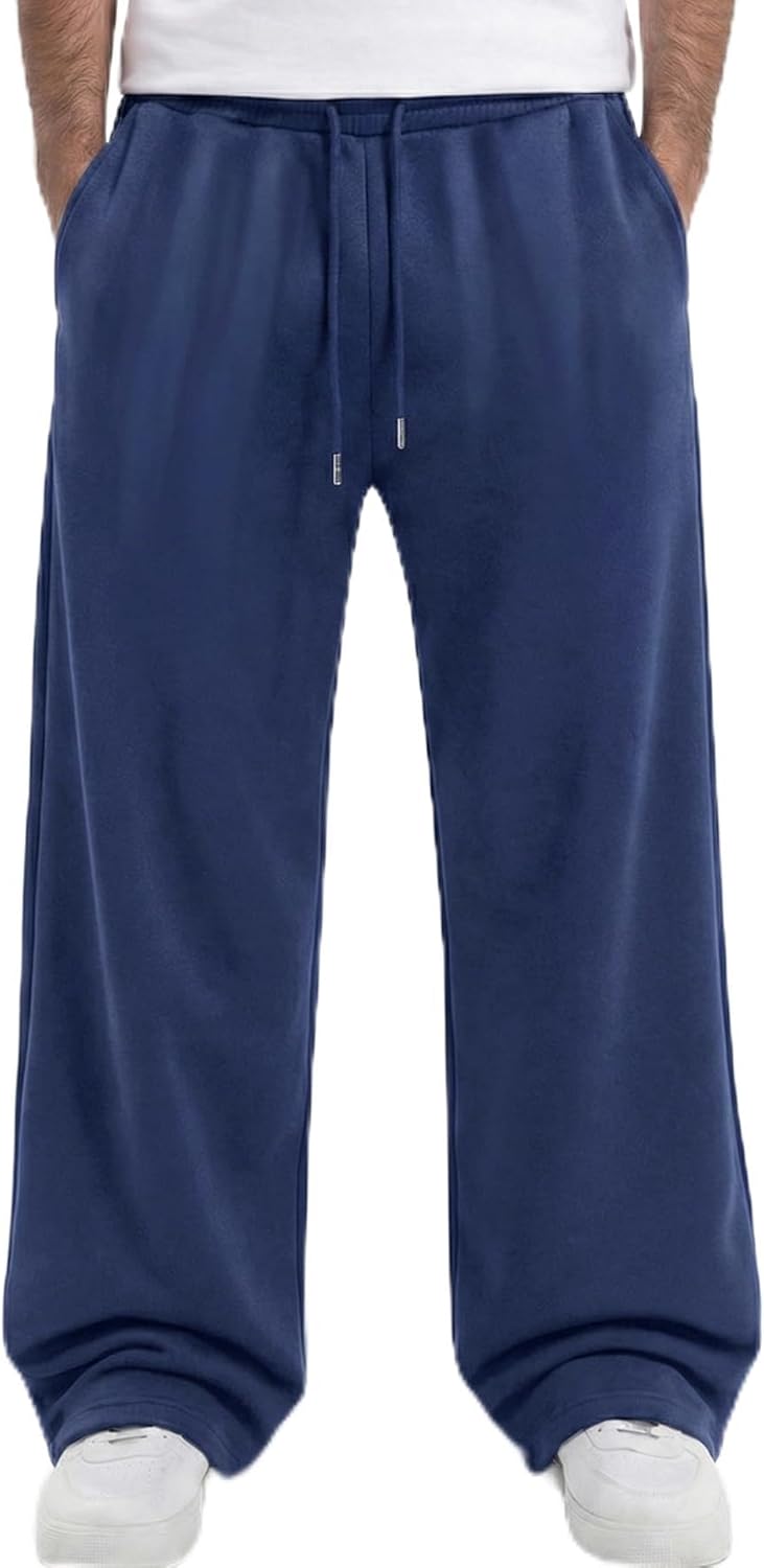 ZUGJAM Men's Baggy Sweatpants Wide Leg Lounge Sweat Pants with Pockets