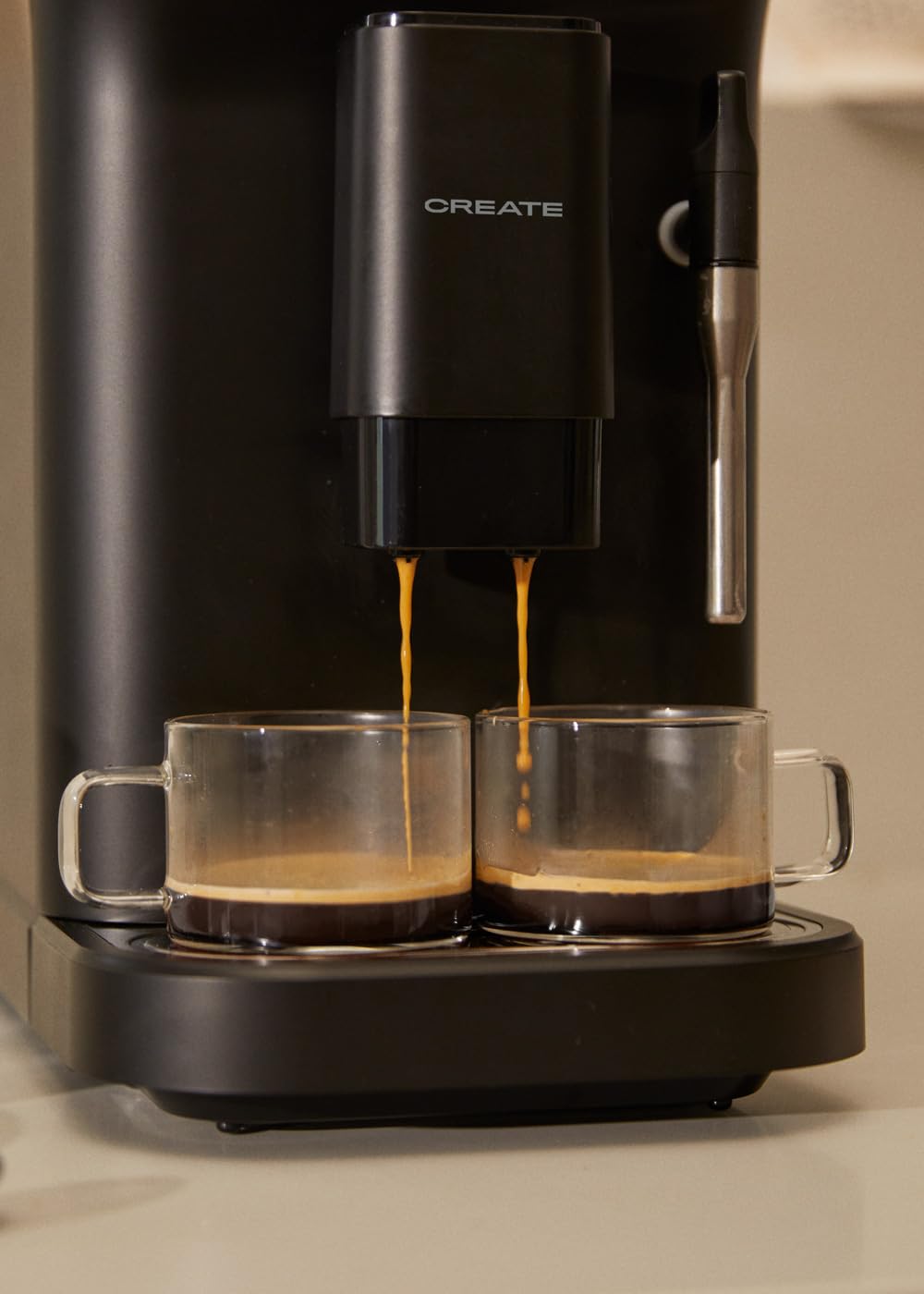 CREATE / THERA MATIC TOUCH/Kaffeevollautomat in Schwarz / 20 bar, 1.5L Tank, 180g Bohnenbehälter, Dampfarm, Touch-Bedienfeld, Selbstreinigungsfunktion, 1350W