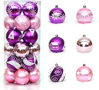 HunJay Christmas Ball Ornaments for Xmas Trees, 24 pcs 6cm/2.36" Shatterproof Plastic Christmas Tree Ornaments, Christmas Ball Baubles for Xmas Trees Wedding Party and Home Decor