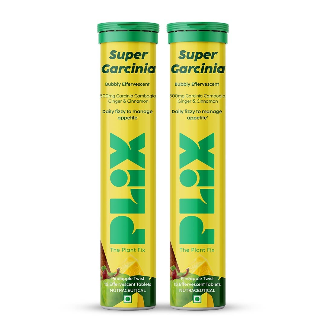 The Plant Fix Plix Garcinia Cambogia 15 Effervescent Tablets For Weight Loss- Pack of 2,Ayurvedic Herbs,Ginger,Cinnamon Extract,Improves Energy,Boost Metabolism & Burn Fat,For Men & Women