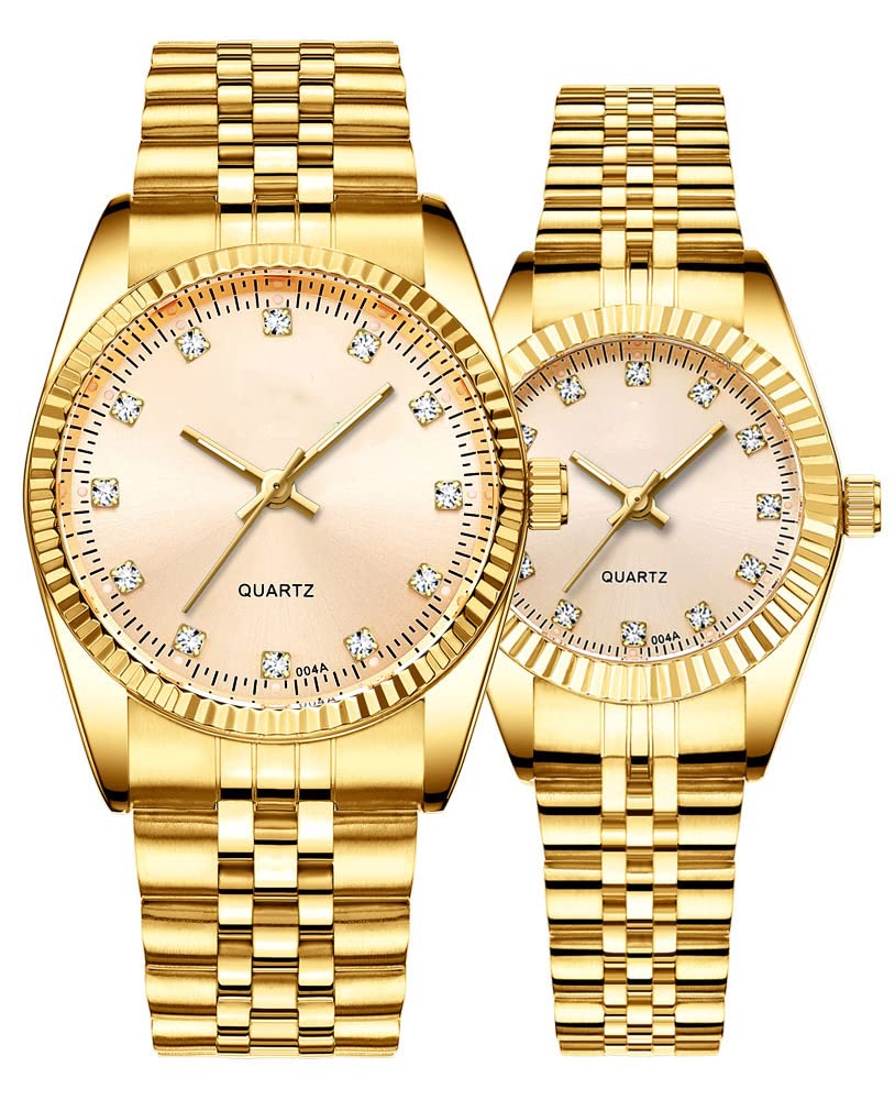 Couple Watches Fashion Silver Stainless Steel Pair Watches Men and Women Matching Quartz Wrist Watches Gifts Set of 2