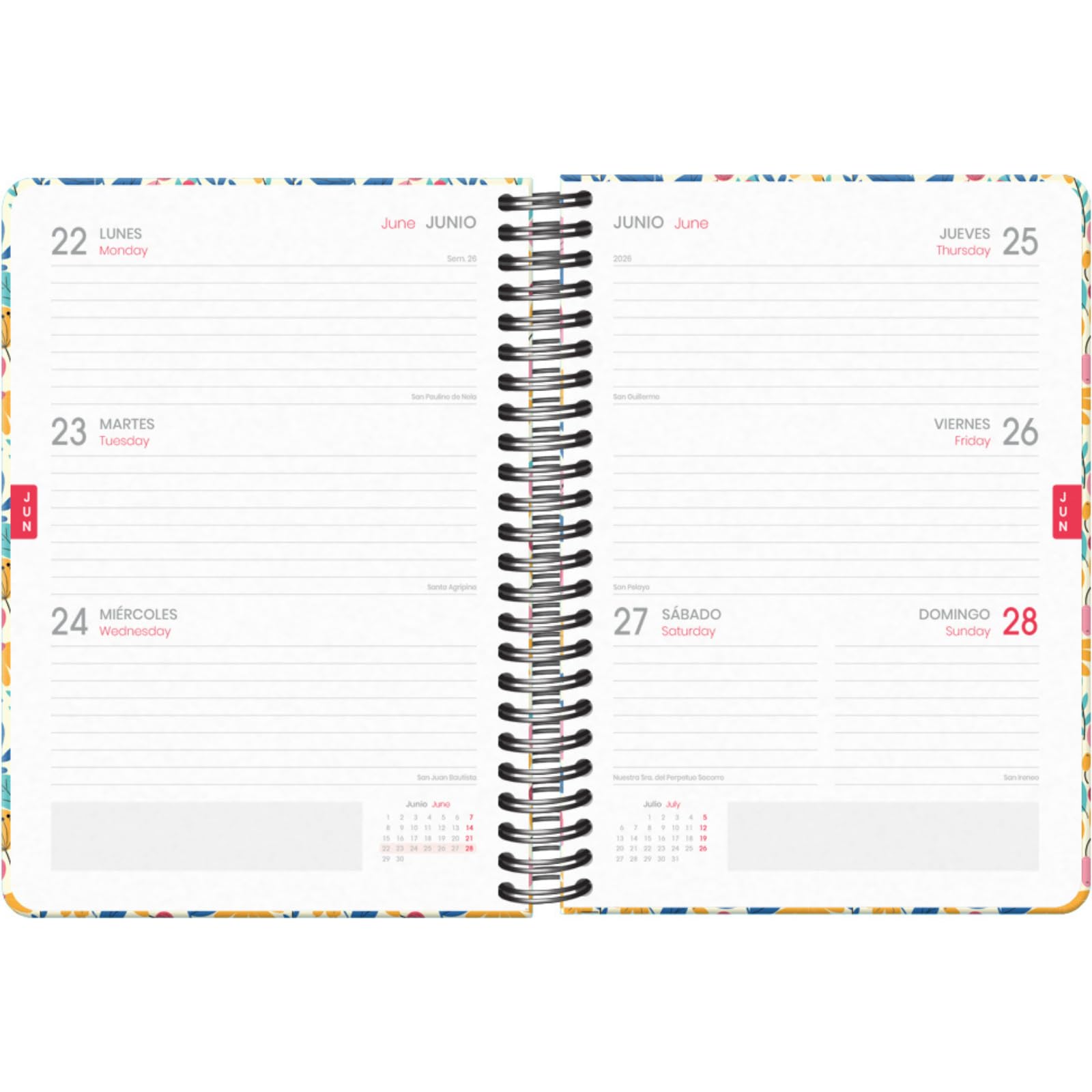 Dohe, School Planner 2025 2026, Week to View, A5 Size (15x21 cm), Spanish and English, Double Spiral Binding and Elastic Band - Image 2