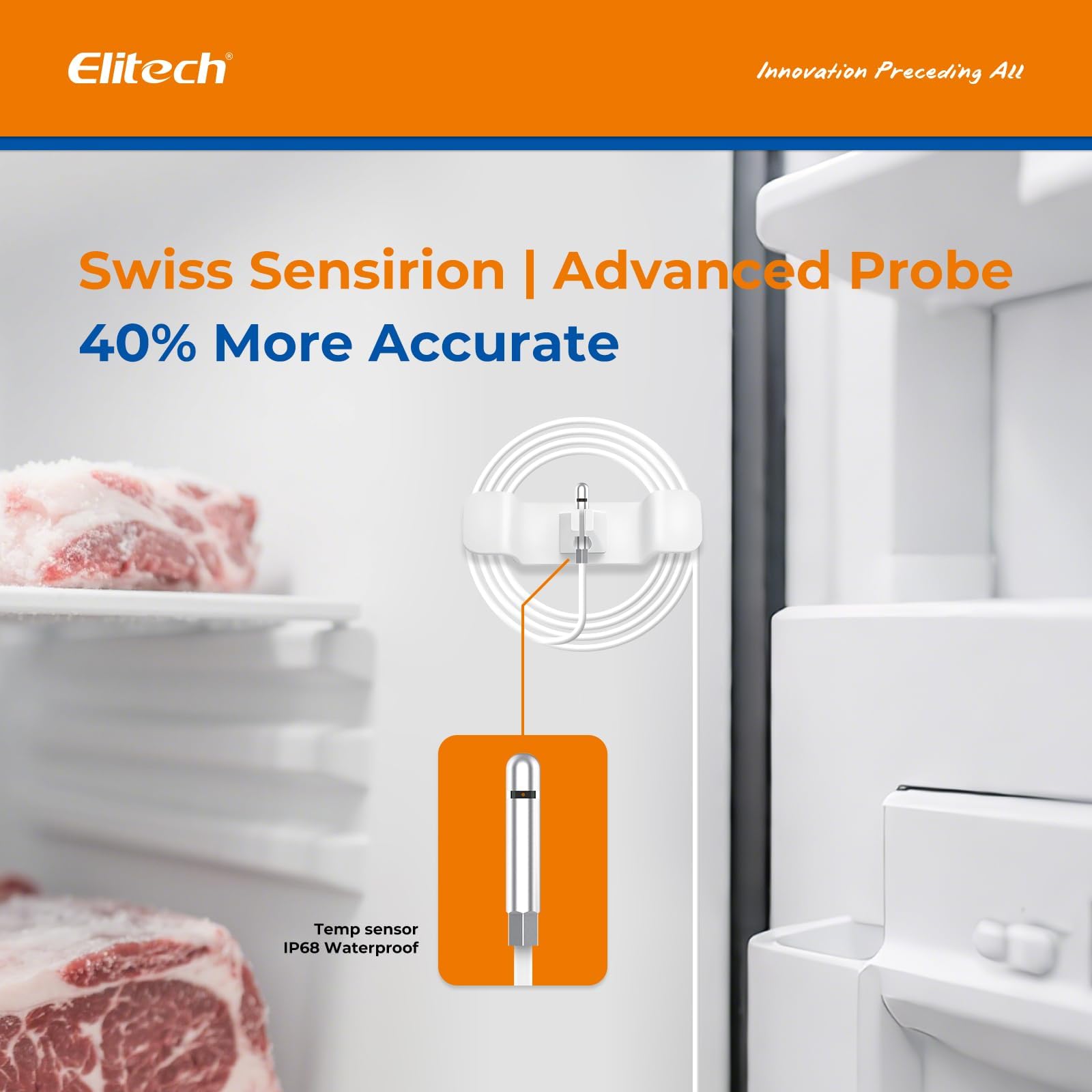Elitech Registrador de Temperatura Bluetooth con 2 Sondas de Congelamiento con Shadow Data, Informe PDF CSV 100.000 Puntos, Certificado de Calibración para Refrigerador de Farmacia, MAX MIN AVR MKT