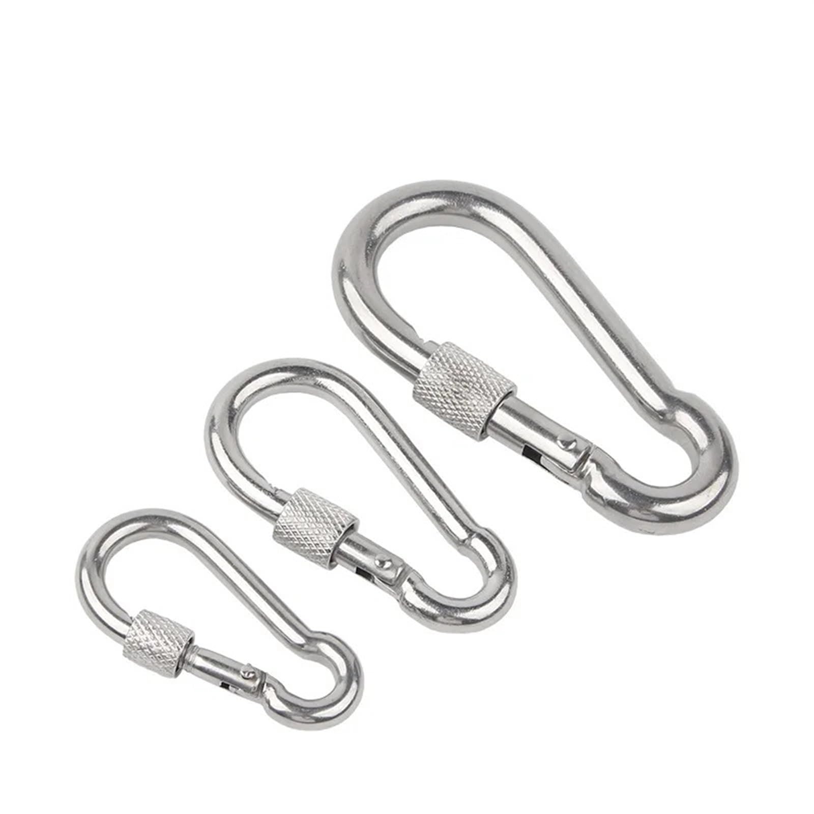 Mosquetón, Mosquetón de acero inoxidable 304 con gancho a presión y hebilla resorte(M11x120 1pcs,With nut)