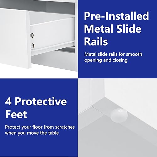 Miniatura 65 de HOMMPA Mesita de noche LED con estación de carga inalámbrica y puertos USB, soporte de noche de 3 cajones con luz LED RGB de brillo ajustable,