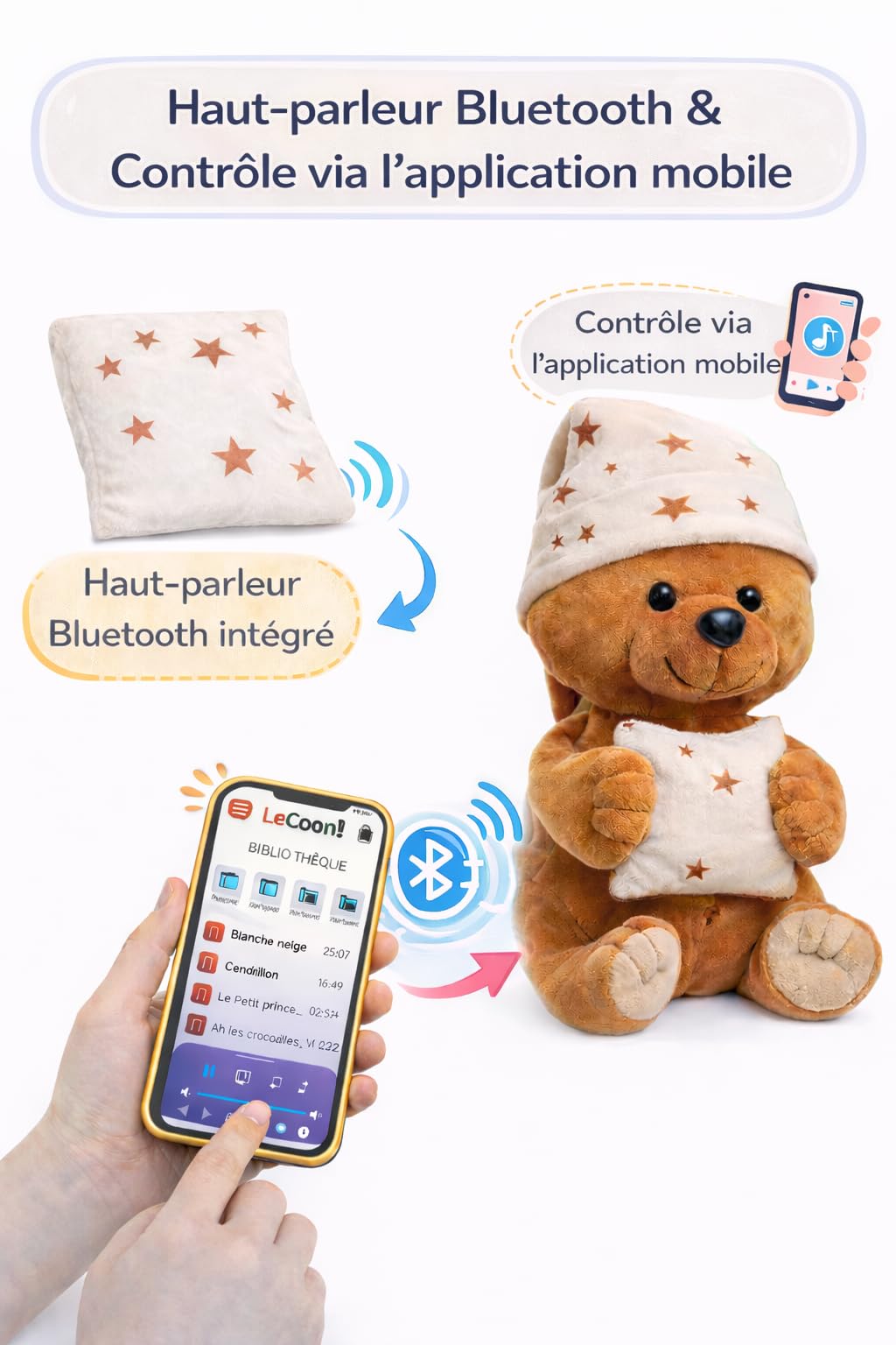 LeCoon Ours en Peluche – 500+ Histoires, comptines et berceuses