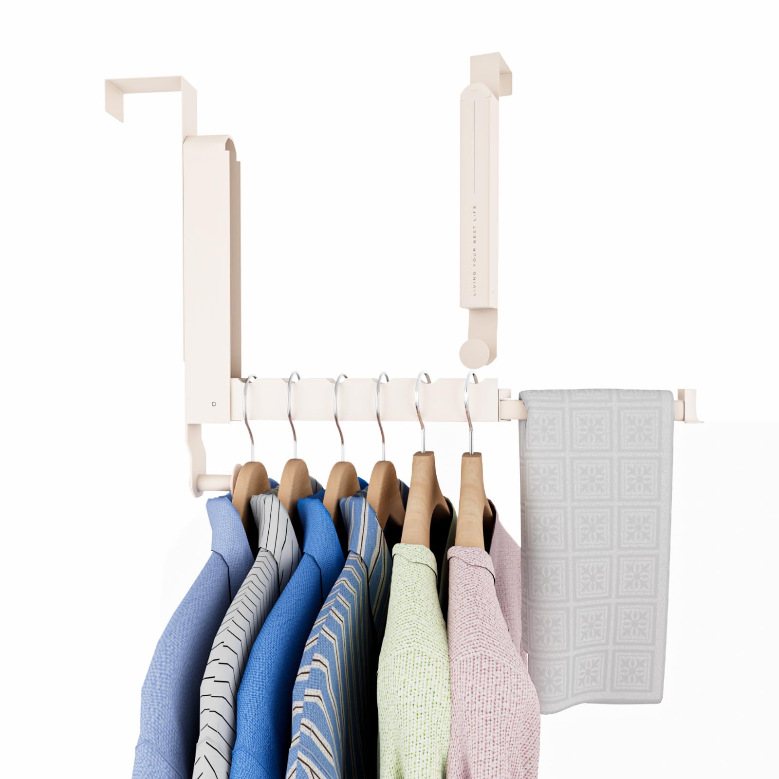 Goffing Over The Door Drying Rack, Foldable Portable Over The Door Hooks Hanger with Towel Racks for Coat Clothes Laundry Bathroom Bedroom Travel