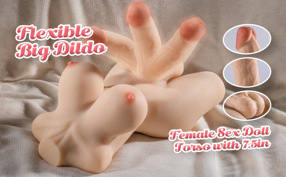 Image of Shemale Sex Doll Torso for Women with Realistic Dildo Big Boobs Anal Sex, Lifelike Trans Transsexual Love Doll with Penis Stroker Unisex Male Sex Doll Adult Sex Toy
