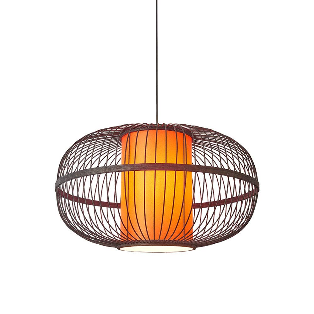 Lampe suspendue industrielle rétro en bambou tressé pour couloir et restaurant E27