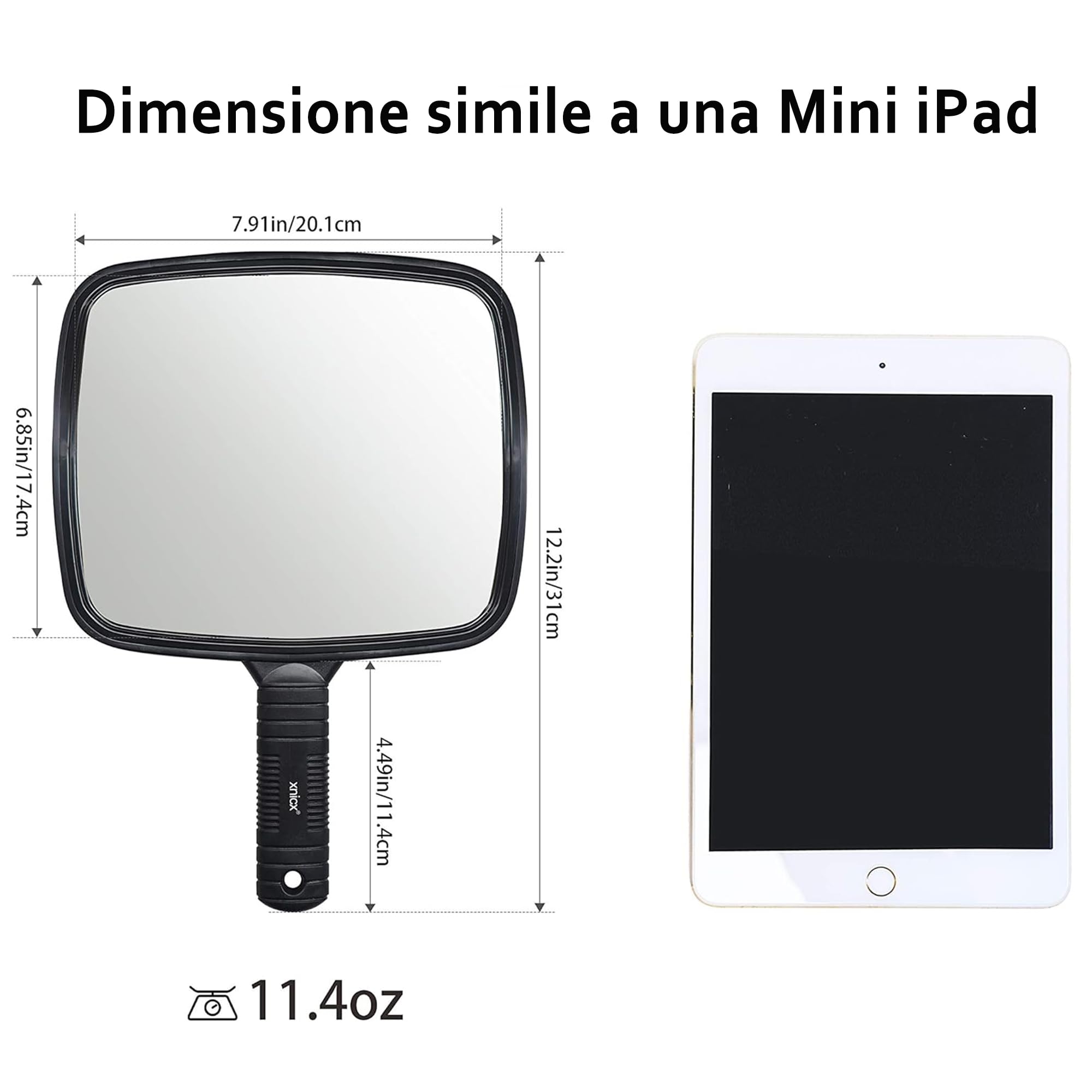 Specchio a mano con manico, professionale specchio portatile con manico, per Salone Parrucchiere Barbiere,specchi a mano per trucco, viaggi, parrucchiere e rasatura