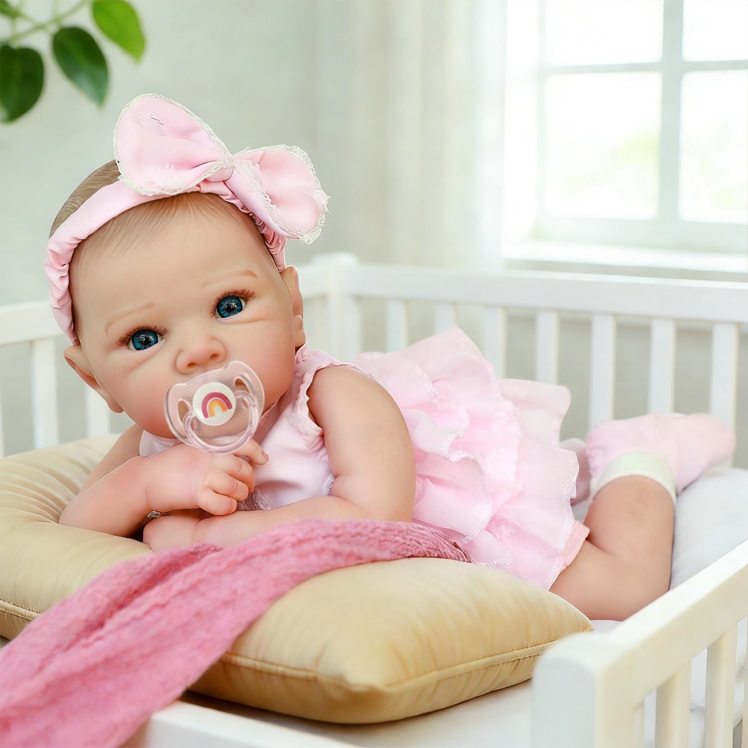 Reborn Baby Dolls - 20 Inch Realistic Baby Doll Real Life Baby Dolls Lifelike Newborn Baby Doll Girl with Soft Full Vinyl Body and Accessories can Swimming Baby Dolls for 3+ Years Old Kids Gifts