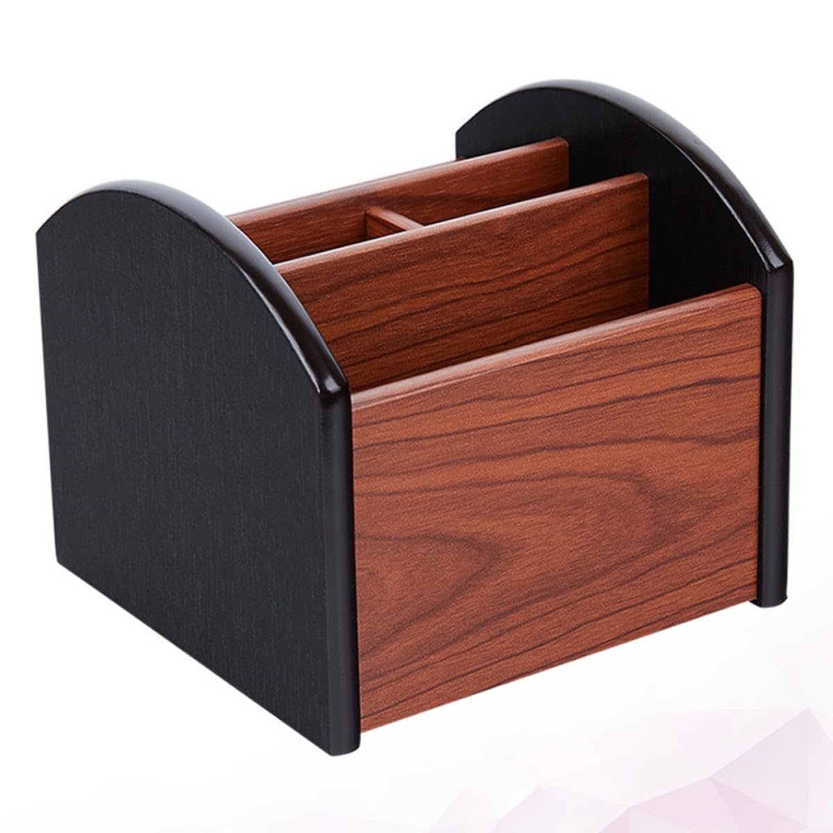 POPETPOP Caja Organizadora de Madera Natural para Bolígrafos y Control Remoto, Contenedor Multifunción de Escritorio Compartimentos, Organizador de Oficina para Material Escolar y