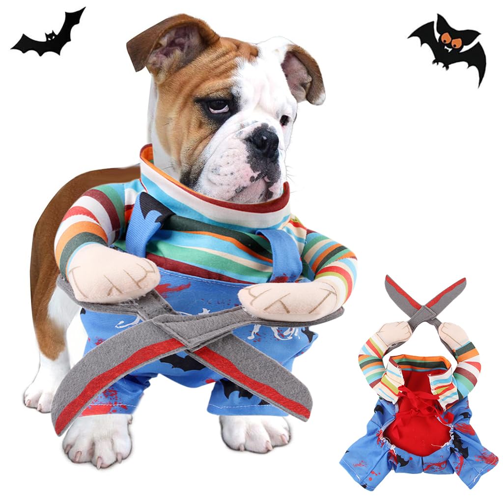 Qpets® Dog Clothes Halloween Costume Dog Dress, Funny Dog Crew Neck Clothes Scissors Design, Adjustable Strap Party Dress-Up for Dogs & Cats at Halloween/Birthday (B0D7MPMHDC) Amazon Price History, Amazon Price Tracker