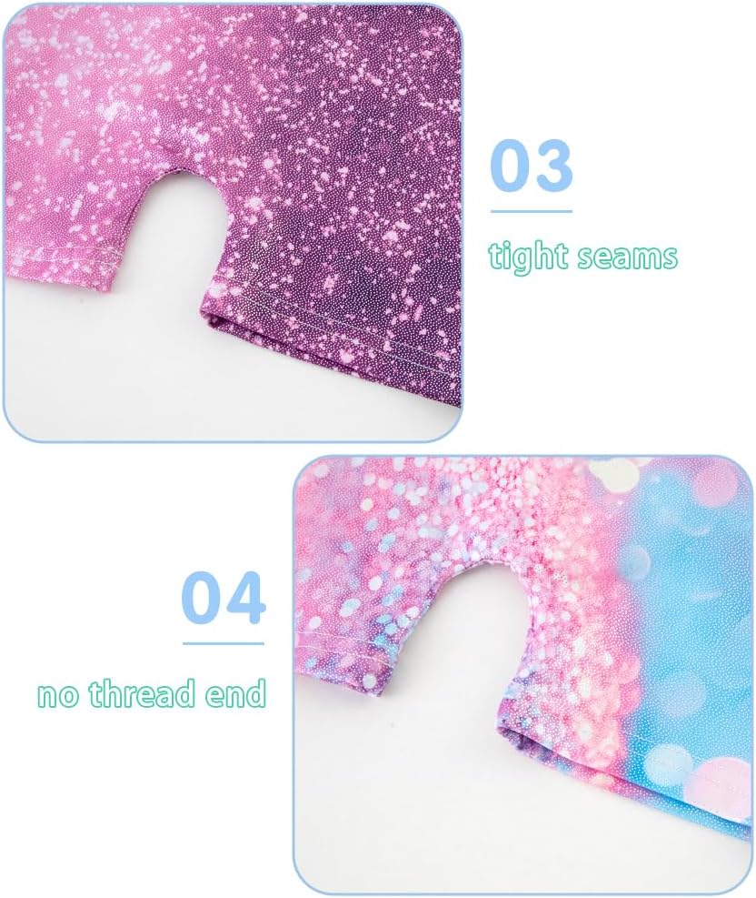 HOZIY 2 Pack Girls Gymnastics Leotards for Kids Toddlers Dance Outfits with Shorts Biketards Tumbling Clothes Sparkly