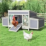 COZIWOWWooden Chicken Coop with Nesting Boxes, Large Outdoor Poultry Hutch for Backyard, Easy-Clean Hen House, Outdoor Weatherproof Cage for Duck Chick, Gray