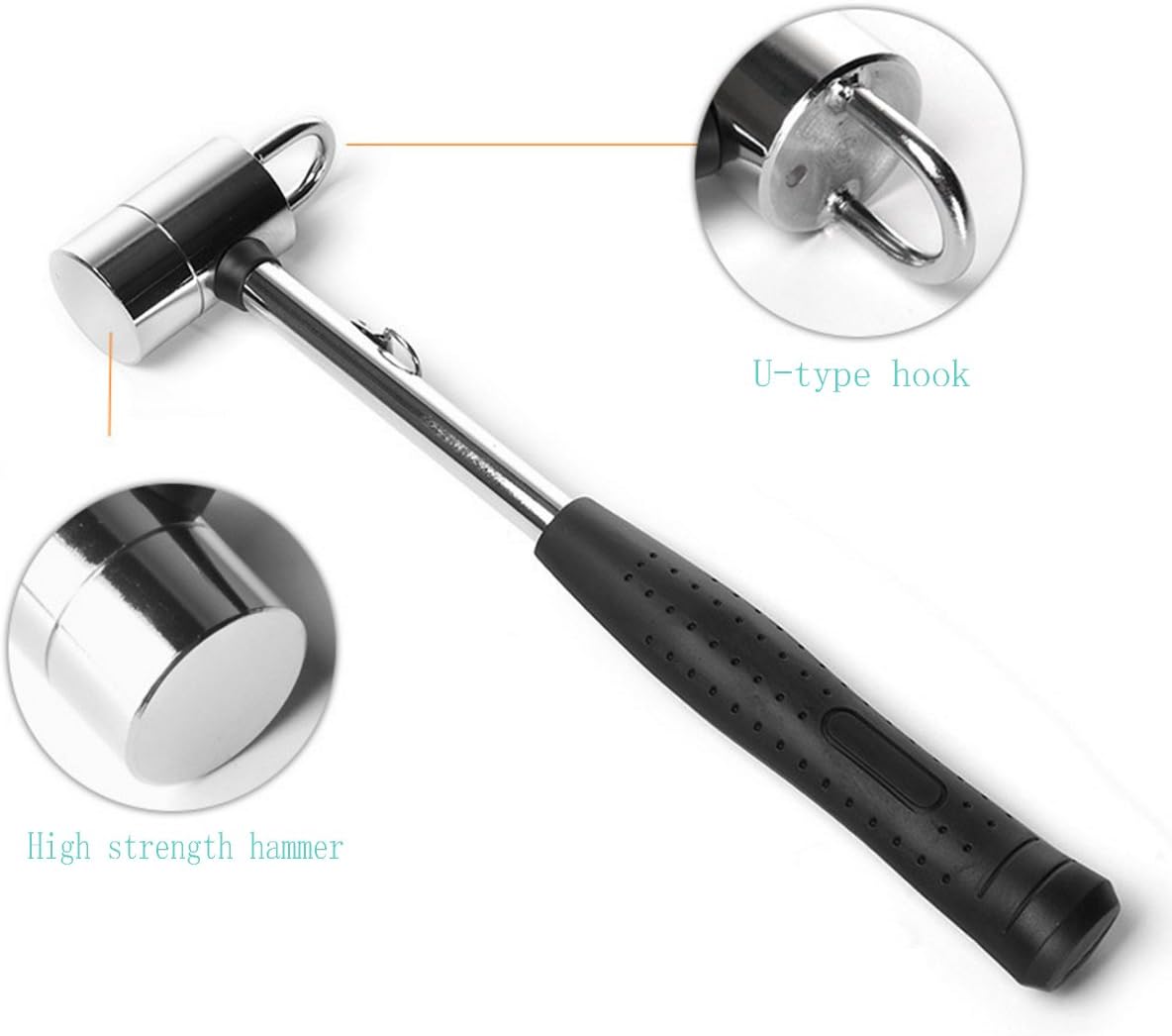 Portable Chrome Plated Steel Camping Mallet Hammer Tent Peg Puller Removal Tool