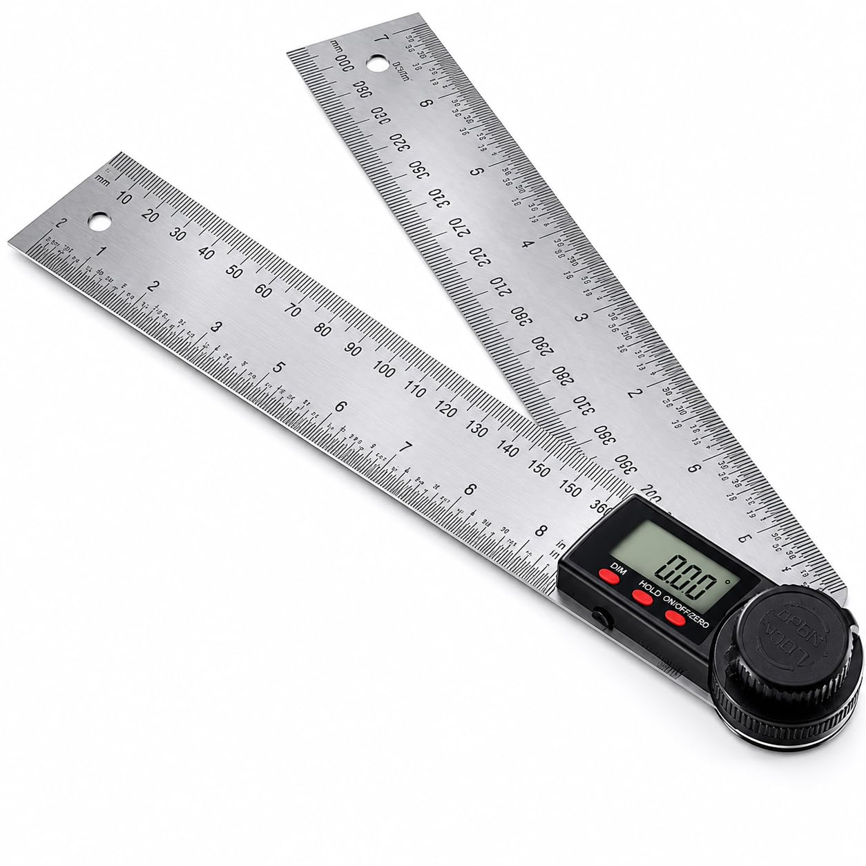 Lumberjack 200mm Digital Angle Finder LCD Protractor Stainless Steel Rule