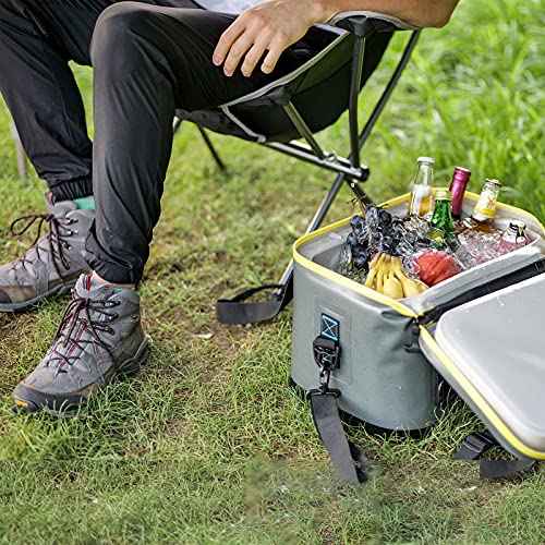 Deroos Cooler Bag Deep Freeze Zipper Hardbody Cooler Insulated Lunch Box Leakproof With 48-72-Hour Ice Retention For Camping, Picnic, Bbq, Grocery Shopping, Camping And Road Trips (18-Can, 10L, Grey) #TOP5