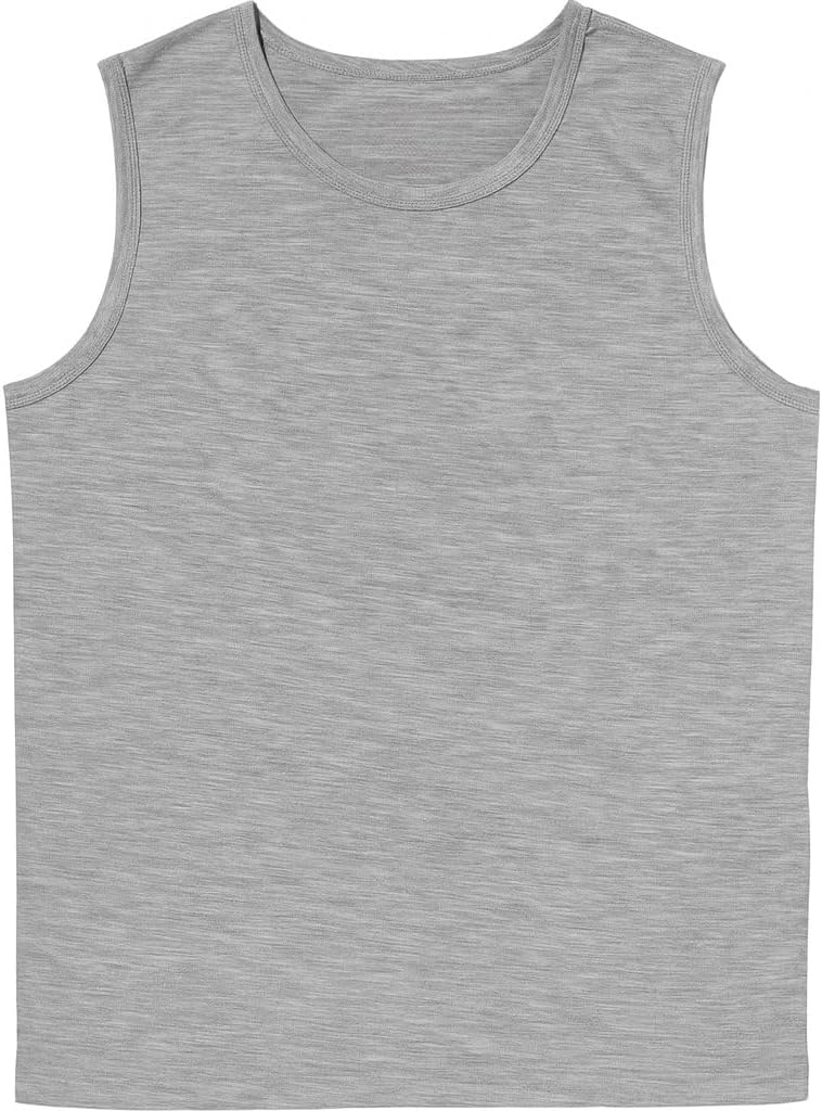 Men’s Merino Wool Gym Tank Top, 100% Superfine Workout Athletic Shirt, Breathable Odor Resistant, Grey - Image 2