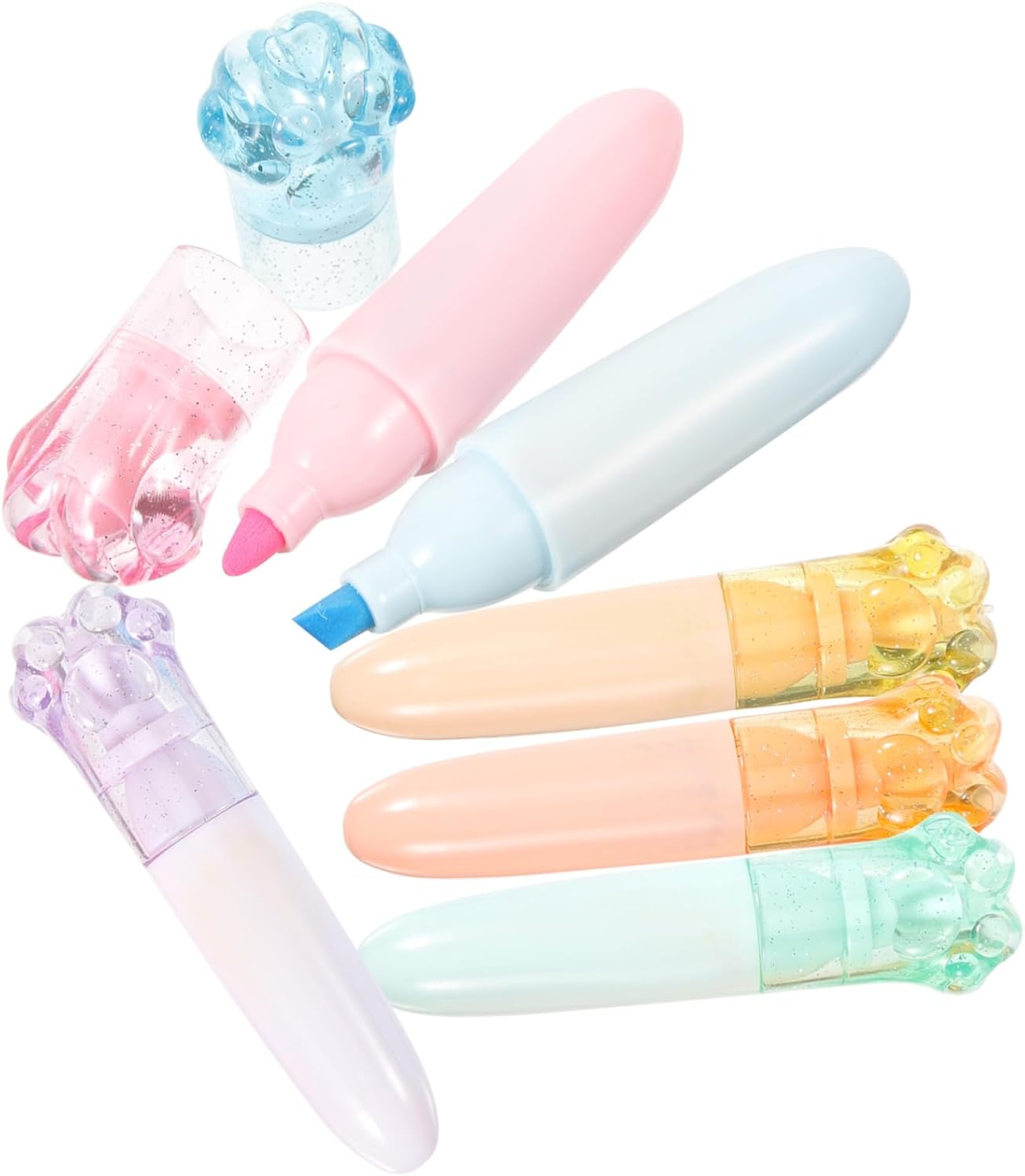 6pcs Cartoon Shaped Highlighter Pens for Work and Scrapbook Use