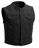 First Mfg Co - Lowside - Mens Motorcycle Biker Riding Canvas, Leather, Twill, Perforated Leather Vest