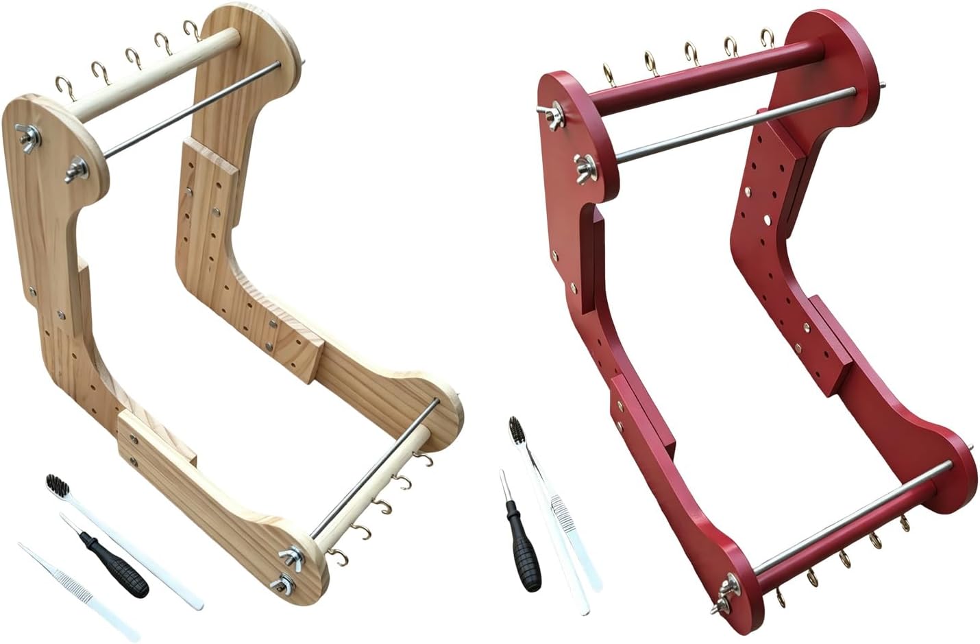 Bead Weaving Frame, Wooden Tabletop Jewelry Stringing Tool with Multi Position Setup for Bracelets and Beading Adjustable Bead Weaving Frame Wooden Tabletop Jewelry Stringing Tool Making