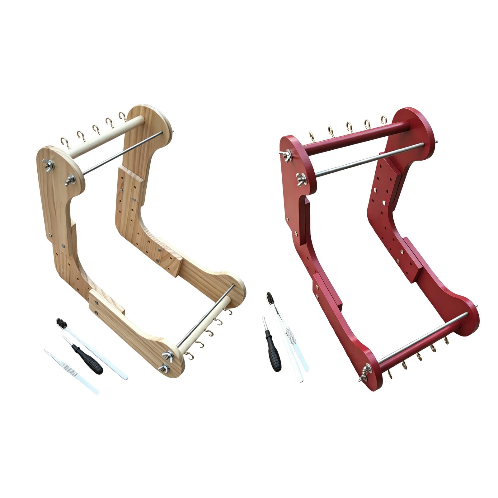Marco de cuentas de joyería de madera con configuración de ajustable para encordar pulseras, tejer cuentas y trabajos artesanales Marco de tejido de cuentas ajustable Herramienta de encordar de