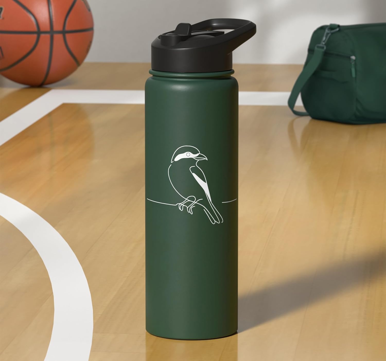 Loggerhead Shrike Line Art Birdwatcher Stainless Steel Insulated Water Bottle