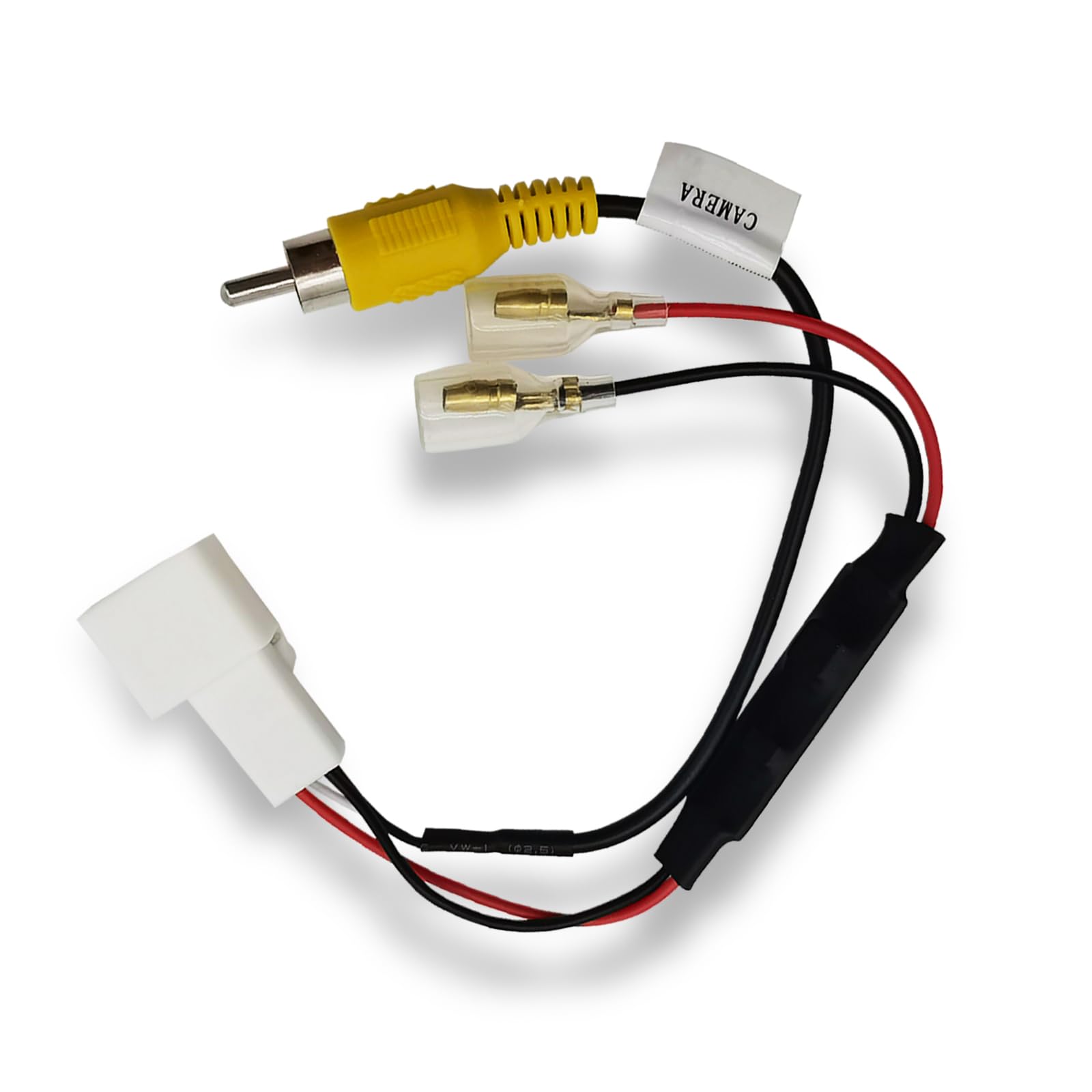 Opuweiy Reversing Camera Retention Wire Harness Connector, 4 Pin Backup Camera Harness Adapter, Car Reversing Rearview Video Connector RCA Cable, Compatible Corolla (White)
