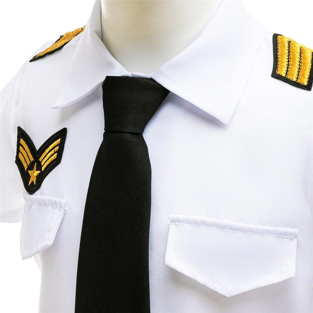 Dressy Daisy Boys Pilot Captain Costume with Hat Tie Sunglasses for Kids Halloween Career Day Pretend Play Birthday Size 5-10