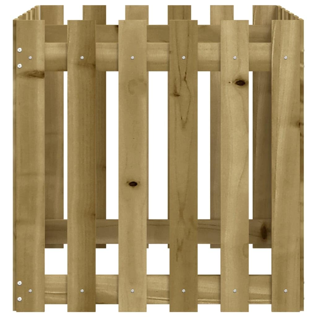 Fioriera design a doghe in legno di pino impregnato in autoclave, 60 x 60 x 60 cm, vaso da fiori resistente alle intemperie, per giardino, balcone e terrazza