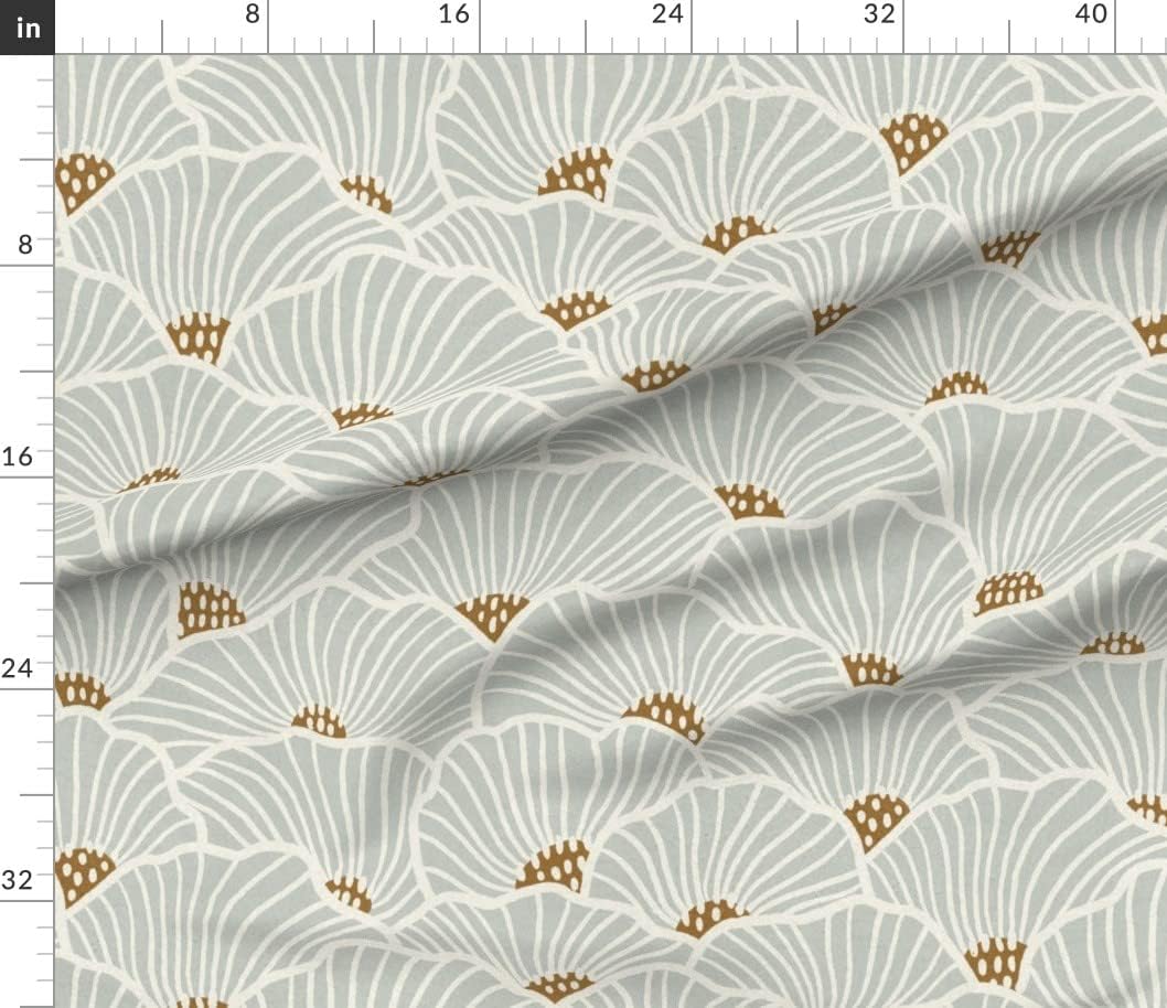 Spoonflower Fabric - Neutral Flowers Modern Geometric Soft Lines Coastal Printed on Petal Signature Cotton Fabric Fat Quarter - Sewing Quilting Apparel Crafts Decor