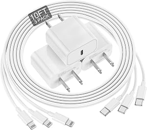 for iPhone Charger Fast Charging 10 FT Long USB C to Lighting Cable 10 Foot with 20W USB