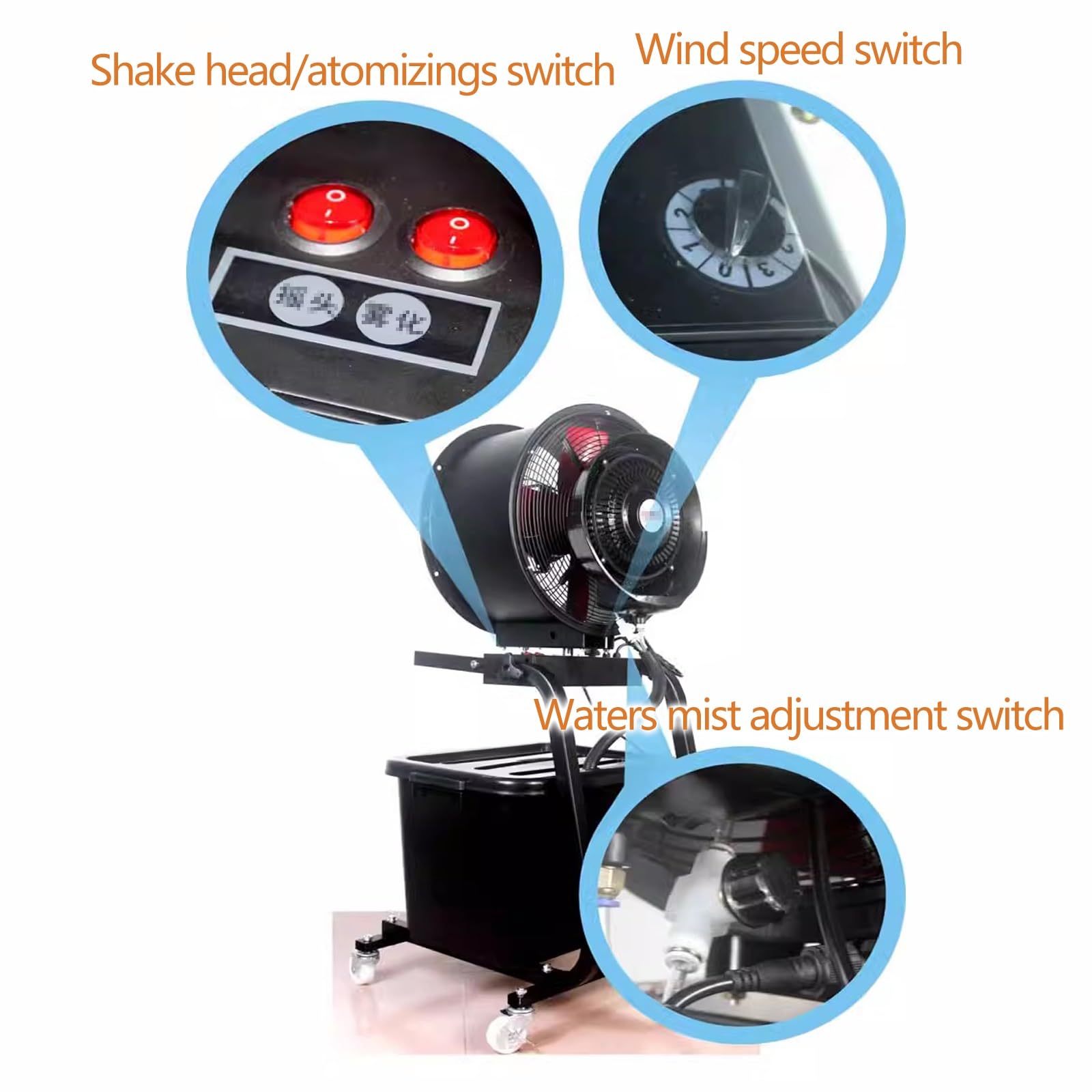 42 Litri Umidificatore Industriale con 4 Pale del Ventilatore in Acciaio Inossidabile, Umidificatore a Nebbia Fredda da 300W, Raffreddamento e Umidificazione