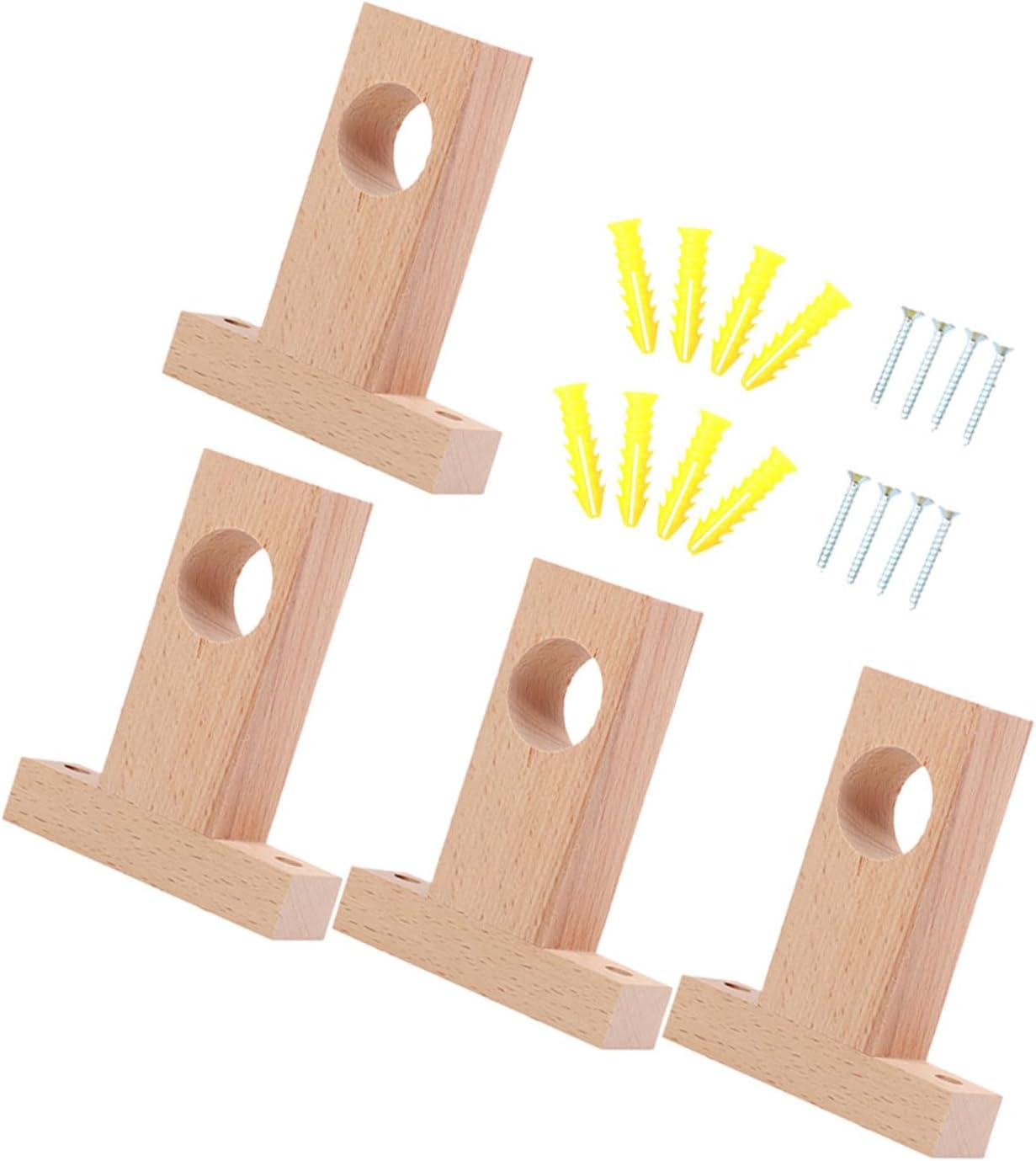 4Pcs Wooden Curtain Rod Brackets Easy to Install Drapery Holders for Living Room Bedroom and Office Compatible with Curtain Rods Sturdy Design with Smooth Finish