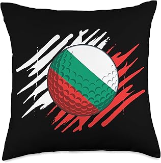 Bulgaria Golf Graphic for Men Women and Kids Golf Ball with The Flag of Bulgaria Throw Pillow, 18x18, Multicolor