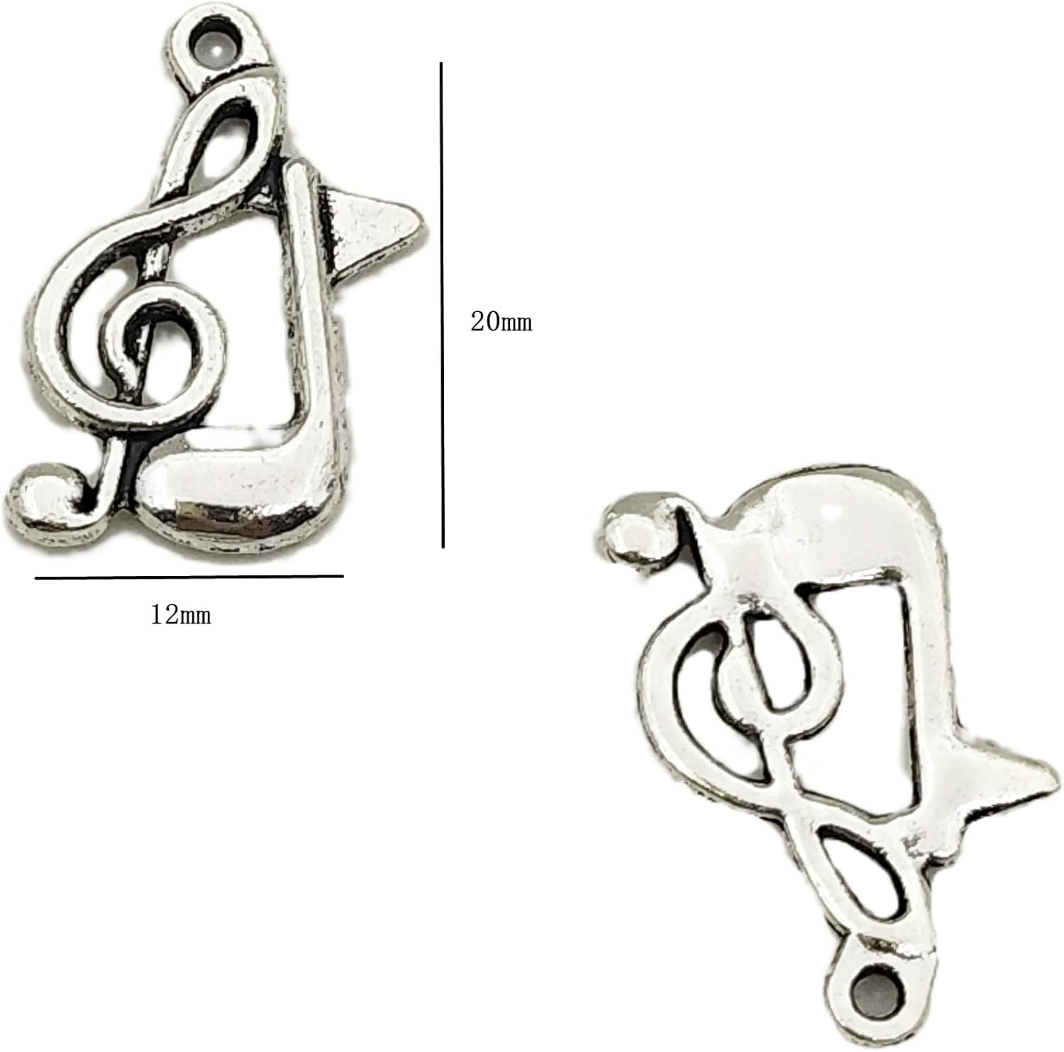 50pcs Antique Silver Musical Note Charms Pendants for DIY Craft Jewelry Making Findings Supplies 20 x 12mm - Image 3