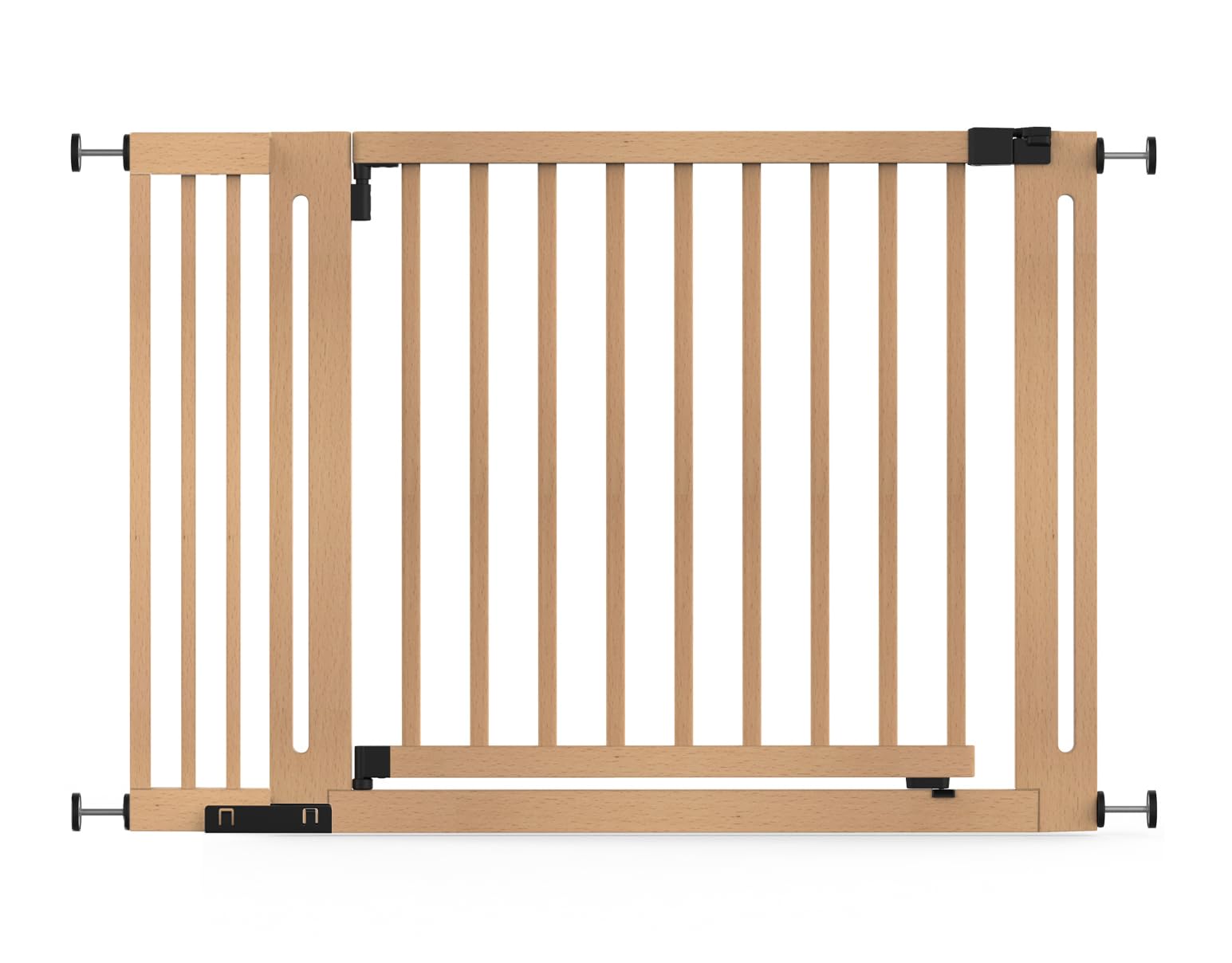 Safetots Puerta Elegante de Seguridad de Madera para Bebés, Madera Natural, 115cm - 123cm, Puerta de Seguridad con Ajuste por Presión, Puerta Extra Ancha de 73cm Puerta Extra Ancha
