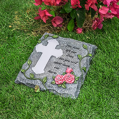 Timeflies Solar Garden Memorial Stone, Cross Memorial Grave Decorations Gifts For Cemetery Outdoors Lawn Yard Home Patio Decor #TOP2